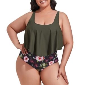 Mooncore Womens Plus Size Swimsuit High Waisted Tankini Bathing Suits Two Piece
